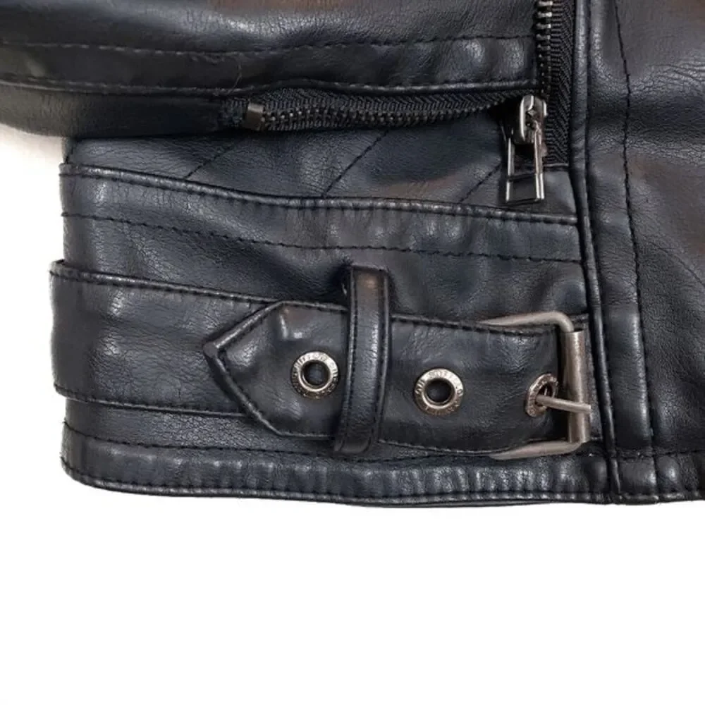 Buffalo David Bitton Vegan Leather Bomber Biker Studded Jacket Size: Small